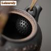 230ML Retro Black Pottery Gourd Lifting Handle Teapot Elegant Tea Infuser Pot Tea Maker Kettle with Filter Drinkware Ornaments
