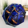 Golden Scales of Justice Zodiac Sign Circular Art PrintUmbrella, Portable 3-Fold Compact Umbrella for Men & Women Gift