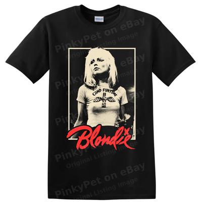 Blondie Punk Rock Band Vintage Woman Portrait Red Script T Shirt Music Fan Tee