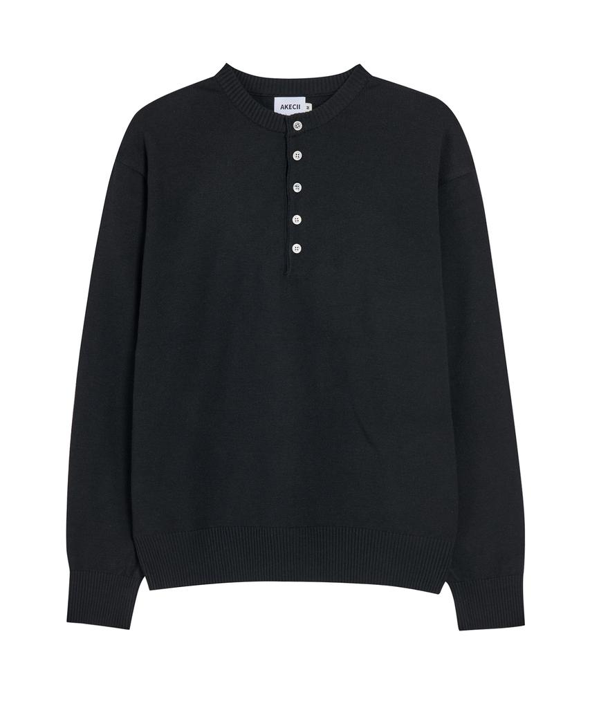 Akesi Andy Soft Henley Neck Knit_Black
