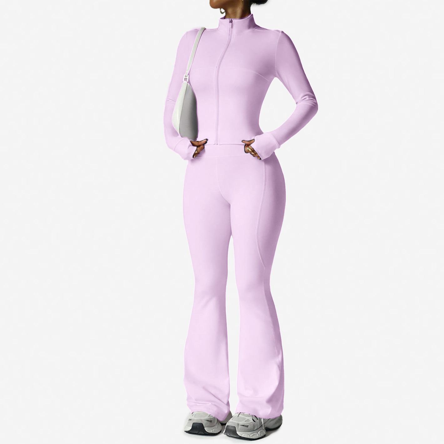 Women s Micro-flare Thumb Design Yoga Pants Set - Fitted Casual Sportswear M