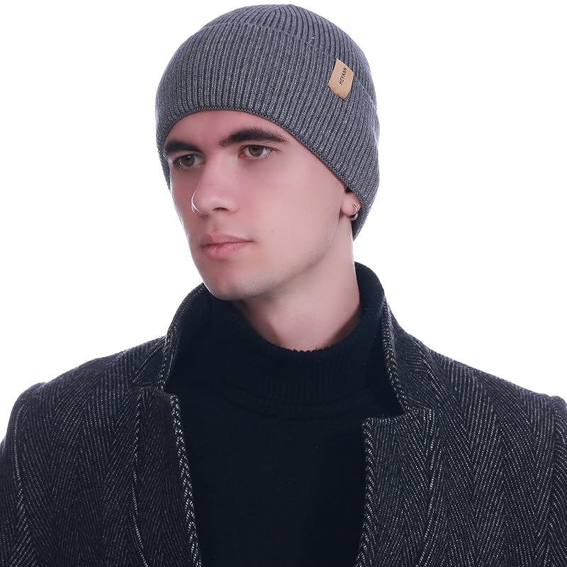 

[HEYANN] knit hat Thick ribbed watch cap unisex Cold protection snowboarding snowboarding cap (gray)