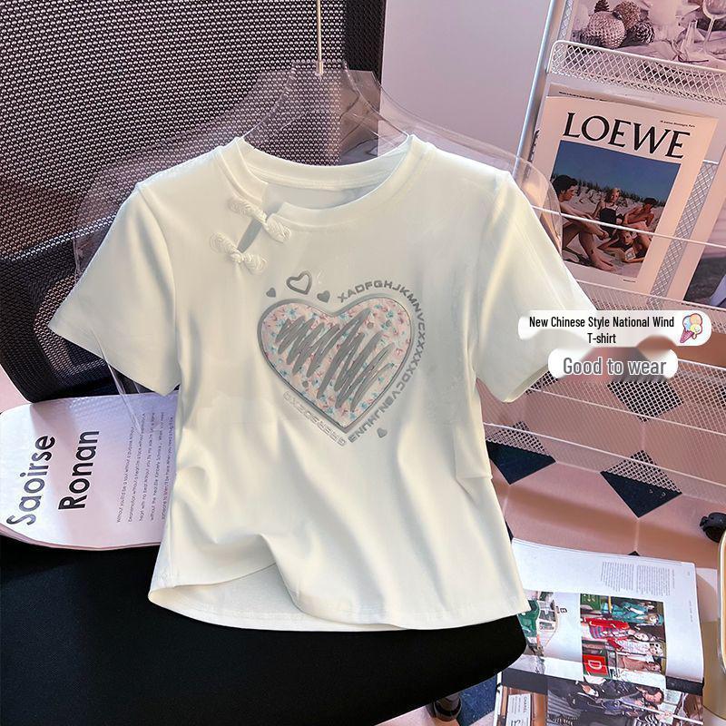 Plus Size Women's Buckle Letter Print Short Sleeve T-shirt: 2025 Summer Loose, Slimming, Casual, Versatile Top