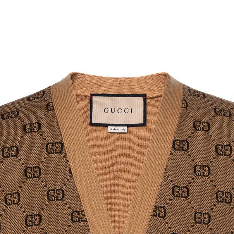 GUCCI Sweaters Men's Brown V Neck Moderate 716148-XKCLO-2668