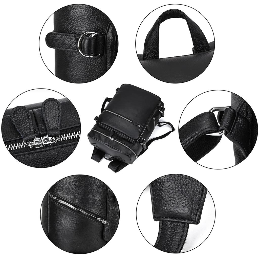 Luufan Men's Genuine Leather Backpack, A4 Size, Large Capacity, Fits 15.6-inch Laptops, Box-Shaped, Waterproof, Perfect for Commuting and School