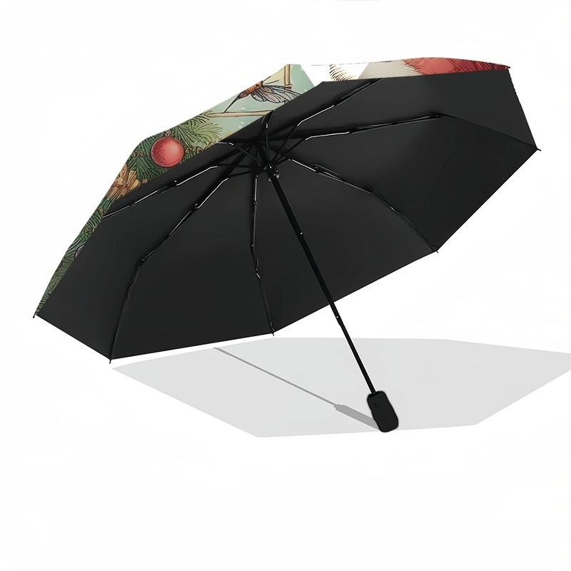Winnie the Pooh, Christmas Automatic Opening and Closing Umbrella, Compact Travel Umbrella, Lightweight and Portable, Suitable for Beach Com