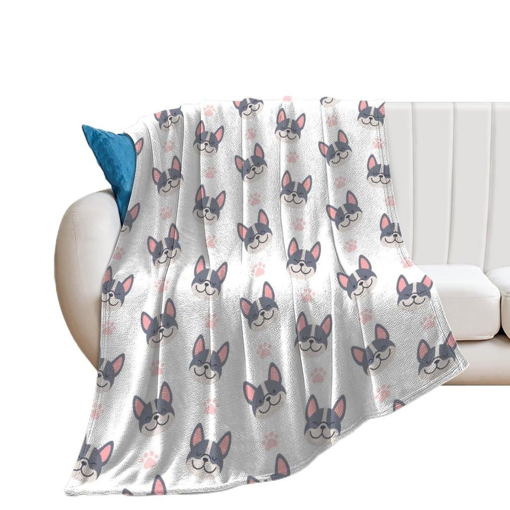 Cartoon bulldog Printed Blanket for Sofa Bed Travel Camping Living Room Office Conditioning Blanket for All Seasons Gifts