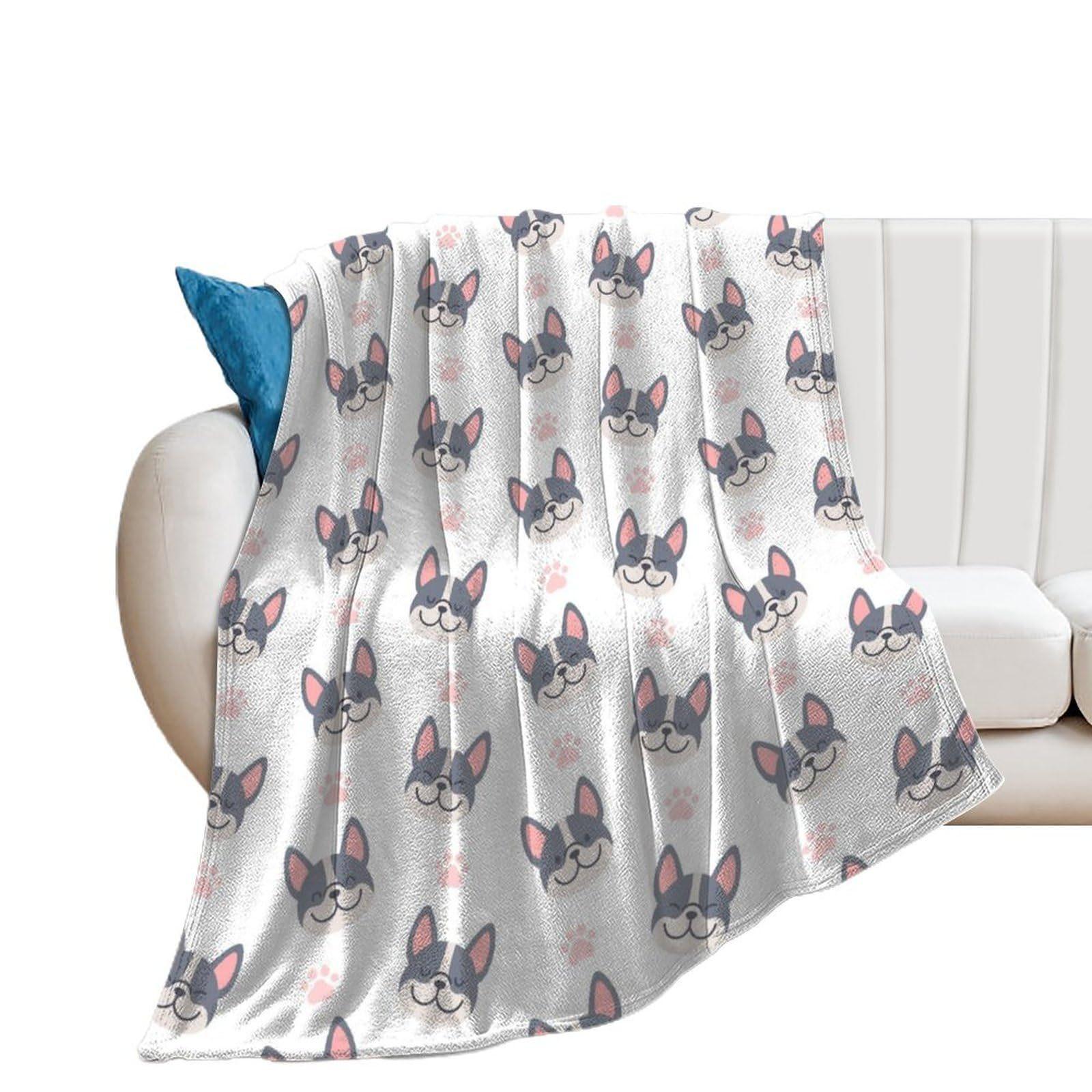 

Cartoon bulldog Printed Blanket for Sofa Bed Travel Camping Living Room Office Conditioning Blanket for All Seasons Gifts 75x100cm