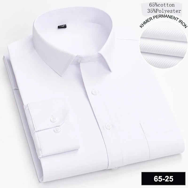 New In Shirt Long-sleeve Shirts for Men Slim Fit Formal Plian Shirt Single Pocket Office Clothes Soft Plaid Cotton Designer Tops
