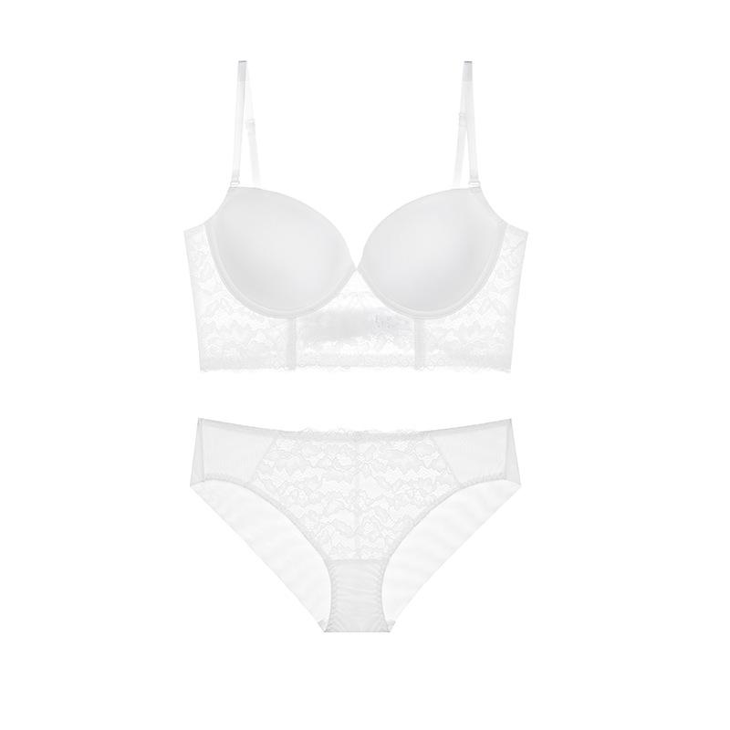 Big U-shaped halter bra, lace smooth surface, big chest, small bra, thin breathable invisible back underwear women