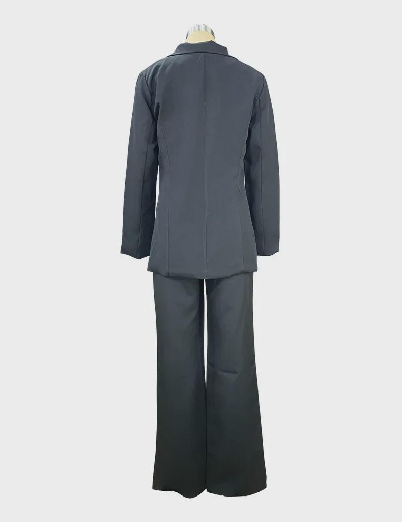 Women's Elegant Long-Sleeve Suit with Straight Trousers