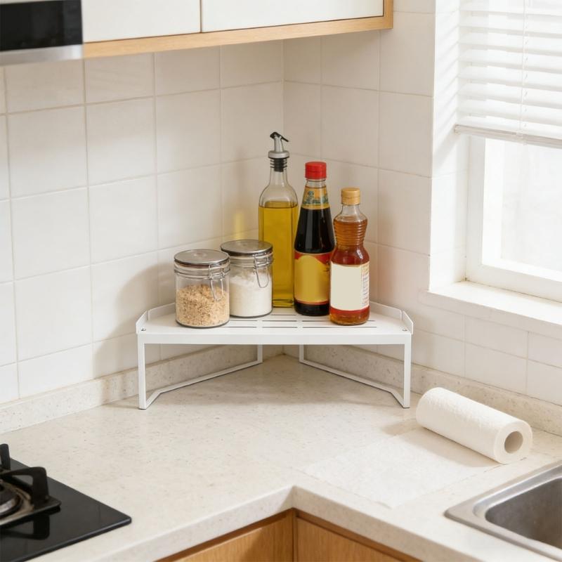 Modulars Stackable Shelf Corner Design Carbon Steel Corner Shelf Suitable for Flexible Organization in Bathroom Kitchen