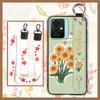 Silicone Flower Phone Case For Blackview Oscal C70 Kickstand Waterproof Dirt-resistant Shockproof Wrist Strap Durable