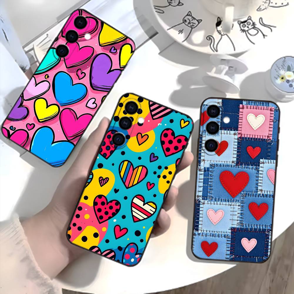 Y2K POP-Heart Phone Case For Samsung Galaxy A73,A72,A71,A70,A52,A51 Others Soft Black Cover