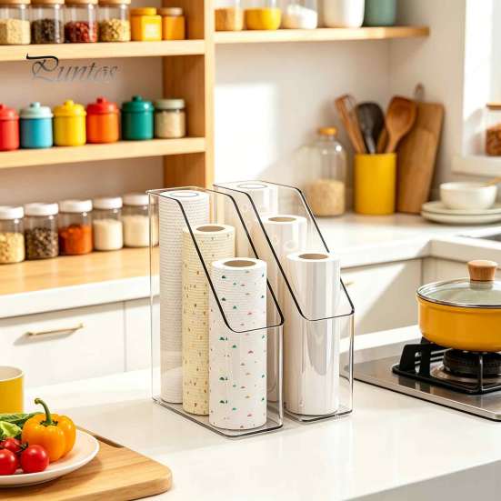 Horizontal Desk Organizer Kitchen Cling Film Organizer, Space Saving Durable Storage Box, Large Hair Accessory Case Capacity Vertical Bin, for