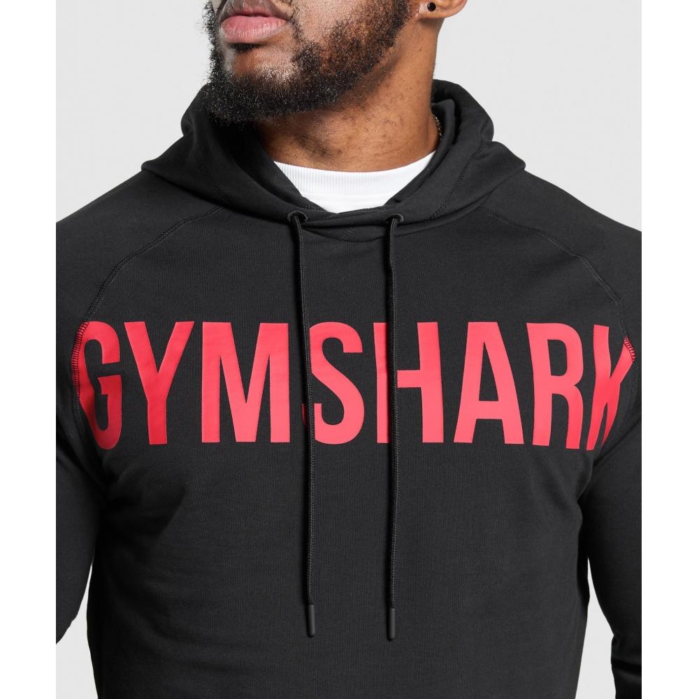 Gymshark Prime Hoodie Black Vivid Red A2b3o Rbwn