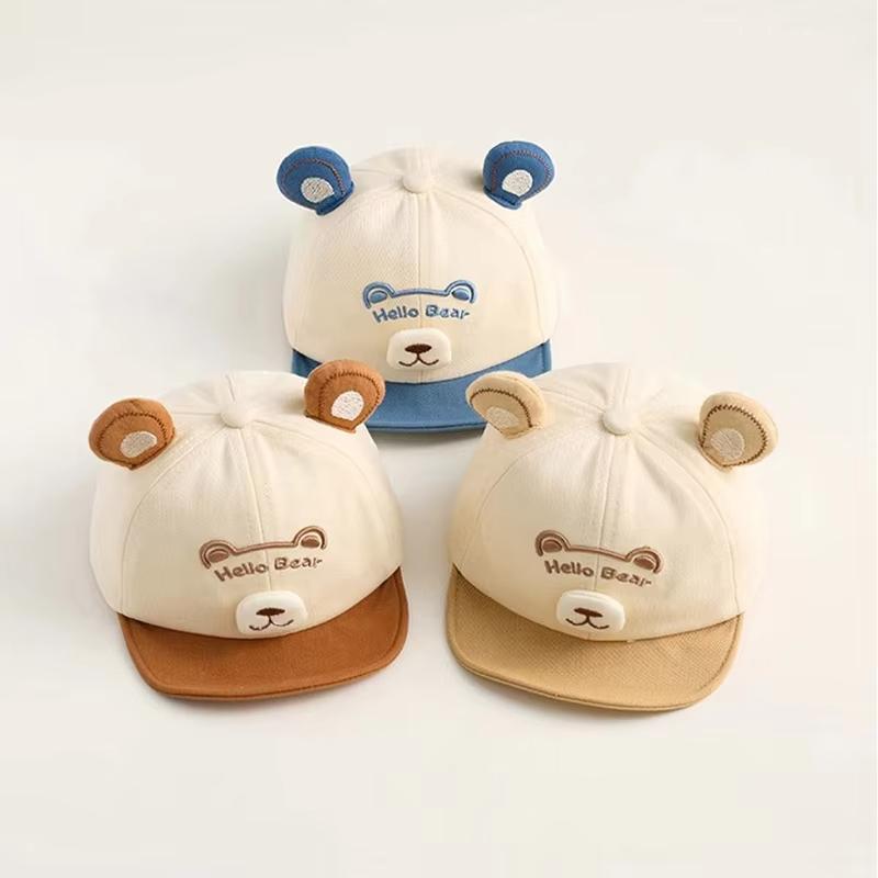 

Мила кепка з ведмежими вушками та качиним язичком для малюків, печворк, для немовлят, хлопчиків та дівчаток, з м яким козирком, бейсболка, для малюків, для вулиці, від сонця, сонцезахисний капелюх синій