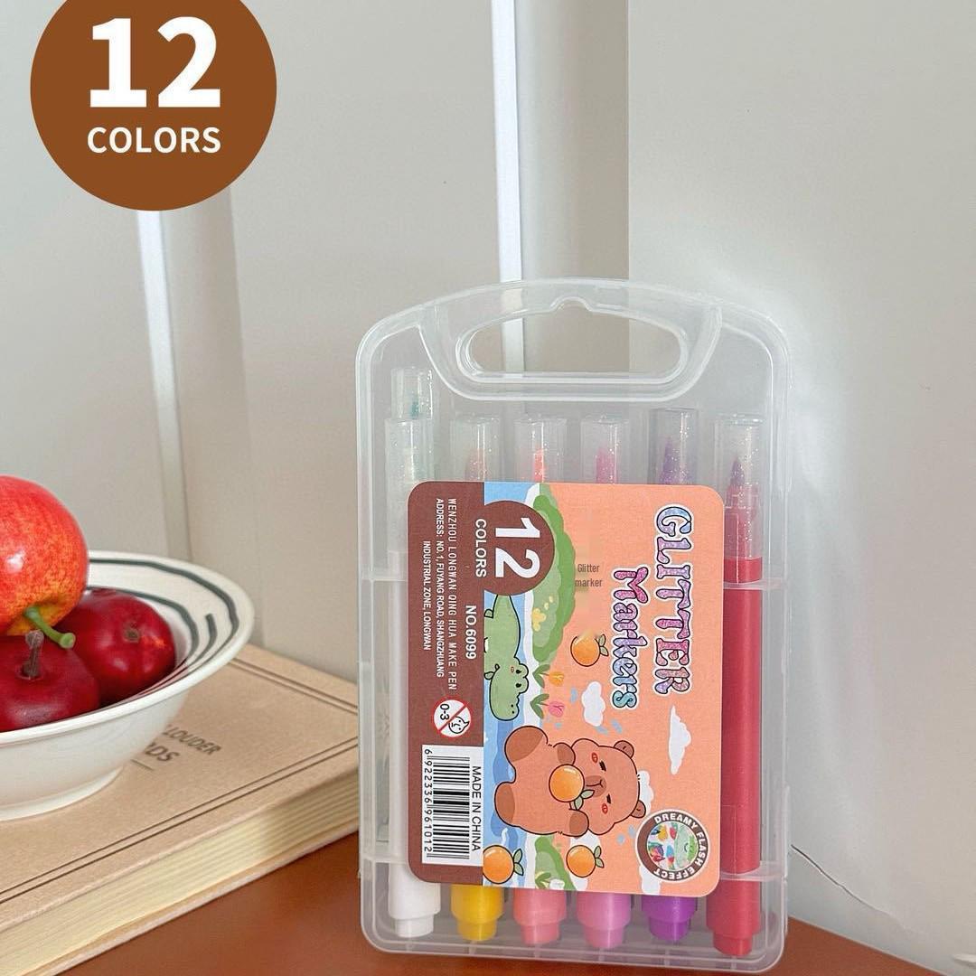 

Ручка-маркер с глиттером Капибара - Мультяшный треугольный корпус, Металлический мягкий наконечник, Кисть для DIY