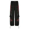 Retro Dark Style Cool Saucy Webbing Corn Chain Casual Pants Contrasting Striped Mesh Wide-leg Pants