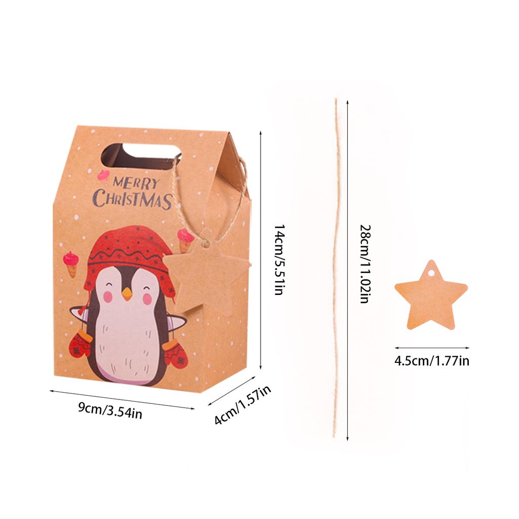 6/12pcs Merry Christmas Gift Box Kraft Paper Candy Cookies Packing Bags Santa Snowman Xmas gift Pack Box Home Decor New Year