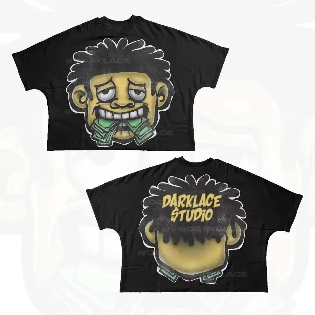 Men Women Streetwear T Shirt Hip Hop Fun Cartoon Graphic Printed Oversized T Shirt Harajuku Gothic Cotton Short Sleeved Clothing