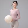 Thickened Seamless Women's Long Sleeve Yoga Top - Slimming, Breathable Round Neck for Autumn & Winter.