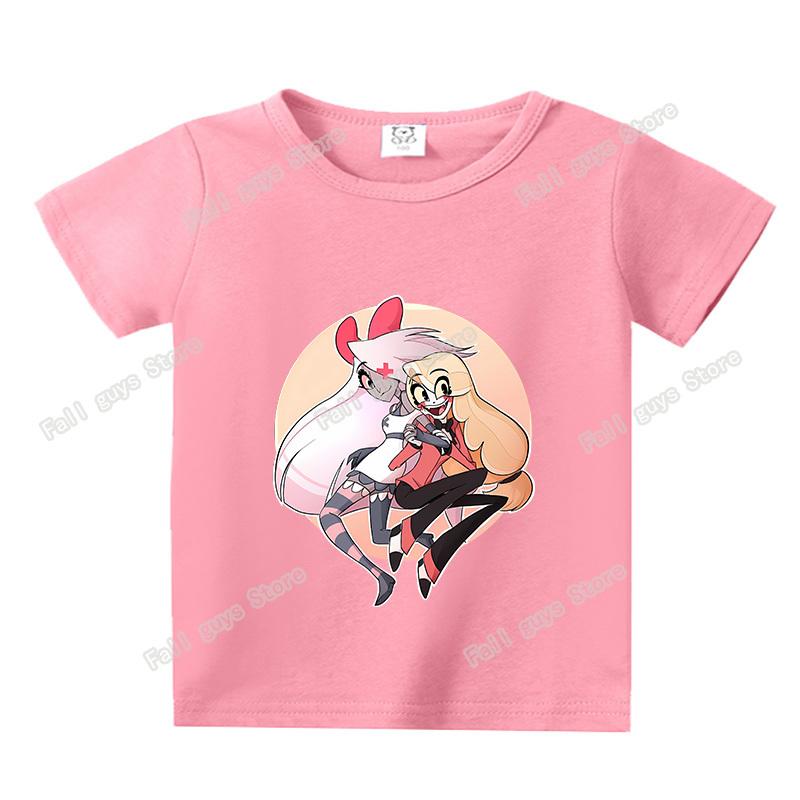 Hazbins Hotel Series Boys Girls TShirt Cute Kids Short Sleeve Tops Cartoon Print Child Clothing Summer Funny Birthday Gifts