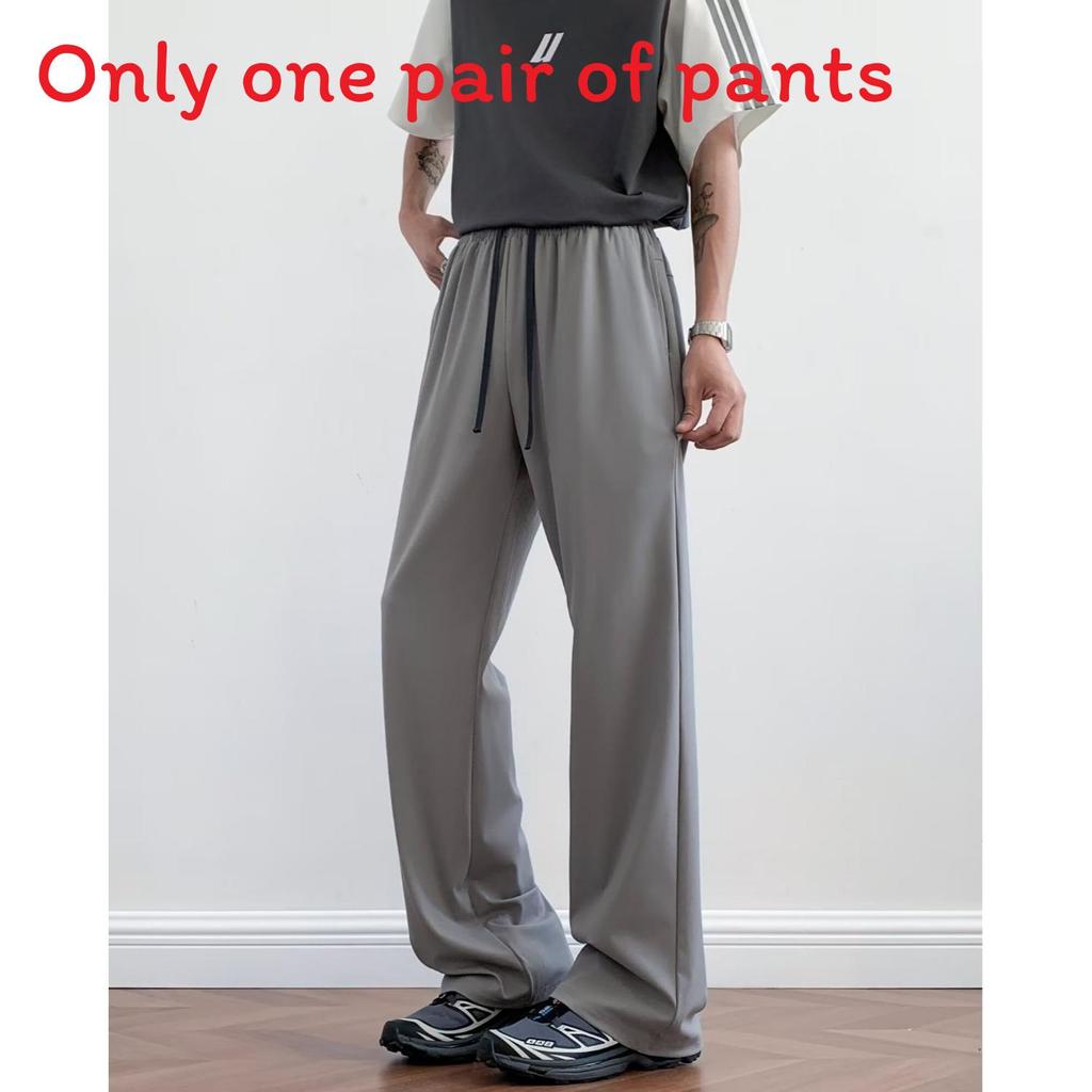 Summer Mens Wide Leg Pants With Ice Silk Fabric For Casual Wear Young Adults