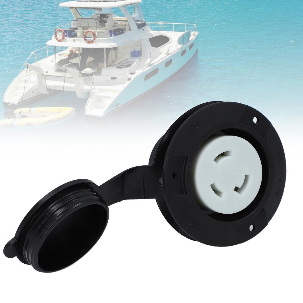 Flanged Outlet 30 Amp RV Power Flanged Outlet Locking Receptacle 125V NEMA L5-30R 2 Pole 3 Wire Electrical Socket