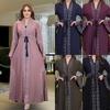 Arabian Style Long Sleeve Bell Bottom Dress Cardigan Robe Large Size Women's Fashionable Casual Geometric Patterned Gown