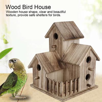 Hölzliches Vogelhaus Papageienzuchtkäfig Klein Kreativ Außen Garten Wasserdicht Hängende Vogel-Nistkasten Heimdekor Haustierbedarf