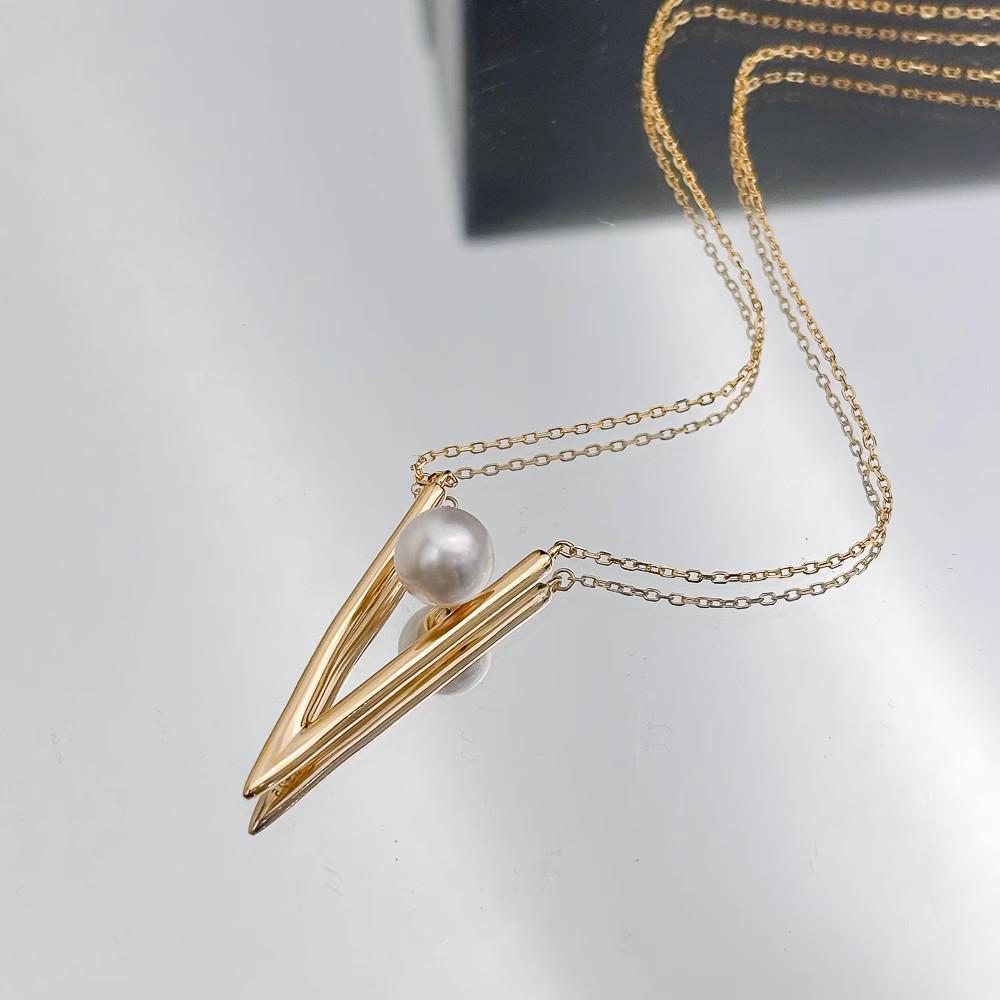 DIY S925 Sterling Silver Necklace Pendant with Chain for 7-9mm Pearls, Round/Oval