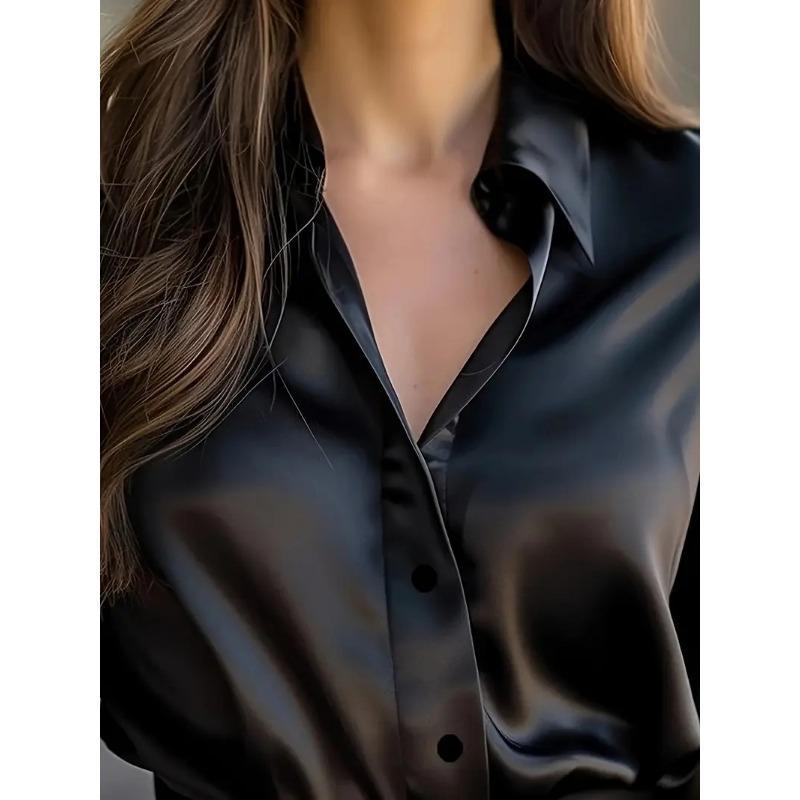 New Elegant Loose Office Long Sleeve Lady Shirts 2026 Spring Autumn Women Autumn Turn Down Collar Casual Blouses Fashion Solid Color Tops