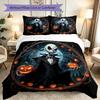 3pcs Halloween Jack Sally Skull Bedding Set for All Season Use, Cozy Printed Bedclothes Suitable For Bedroom Ideal Birthday Gift for Family