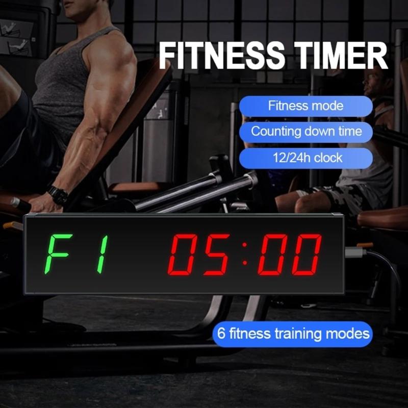 Large Screen Gym Timer 1.5Inch Digits Count Down/Up Timer Box Cycle Interval Clock Stopwatch for Gym Fitness Training