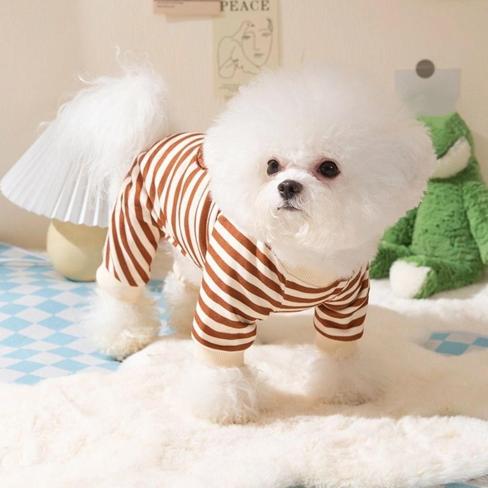 Keep Warm Winter Puppy Clothes Striped Pajamas Dog Jumpsuits Kawaii Pet Clothes  Corgi