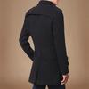 Men's Mid-Length Woolen Double-Breasted Windbreaker with Velvet Lining - Autumn/Winter 2021 Trend