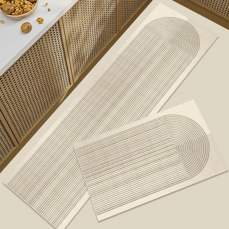 Floor Mat For Kitchen Waterproof Non-Slip Oil-Proof Carpet Minimalist Line Texture Long Size Rugs Entrance Home Decoration Mats