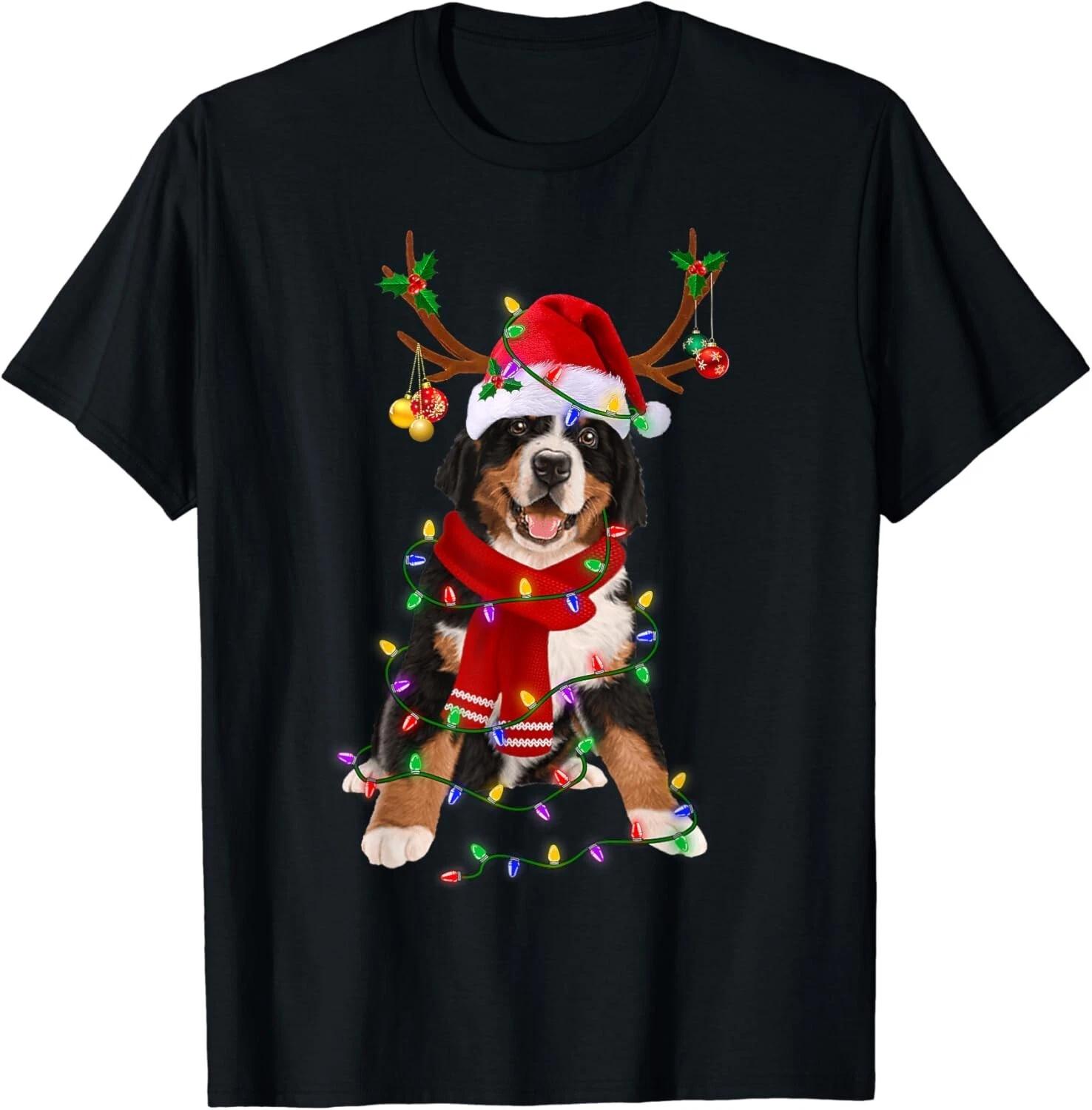 

Bernese Mountain Christmas Lights Matching Family Dog Lover Gift Unisex T-Shirt 4XL