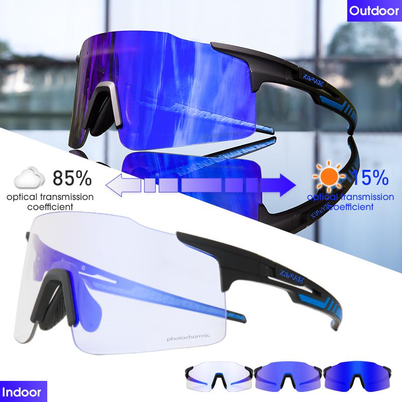 Pochromic Cycling Sunglasses  UV400 Cycling Glasses Outdoor Bike Eyewear MTB Hiking Sports Riding Glasses Bicycle Goggles
