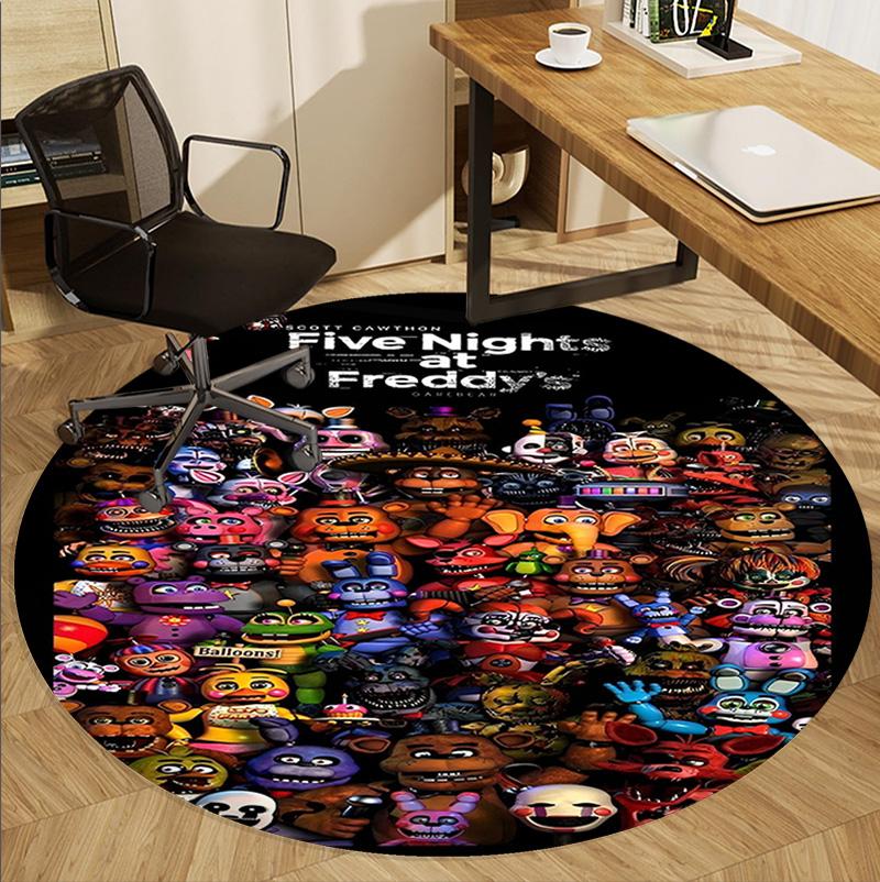 Five Nights at Freddy's Pattern Round Rug, Indoor/Outdoor Mat, for Picnic, Gameroom, Bedroom, Office, Living Room, Home Decor Carpet, Birthday Gift