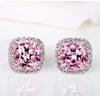 Luxury Female Yellow Pink Stone Earrings Fashion Silver Color Wedding Jewelry Vintage Double Stud Earrings for Women