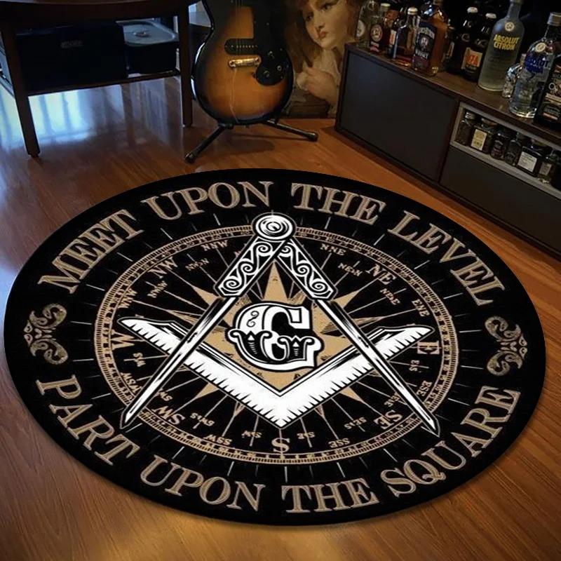  Disney Retro Round Mat Freemason Sect Pattern Flannel Carpet Home Decoration Bedroom Living Room Enter Door Floor Rug