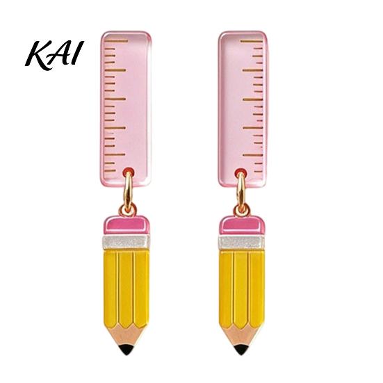 Fun Back to School Jewelry 1 Pair Teacher Earrings for Women, Cute 2D Acrylic Crayon Pencil Backpack Dangle Number Alphabet Earrings, First