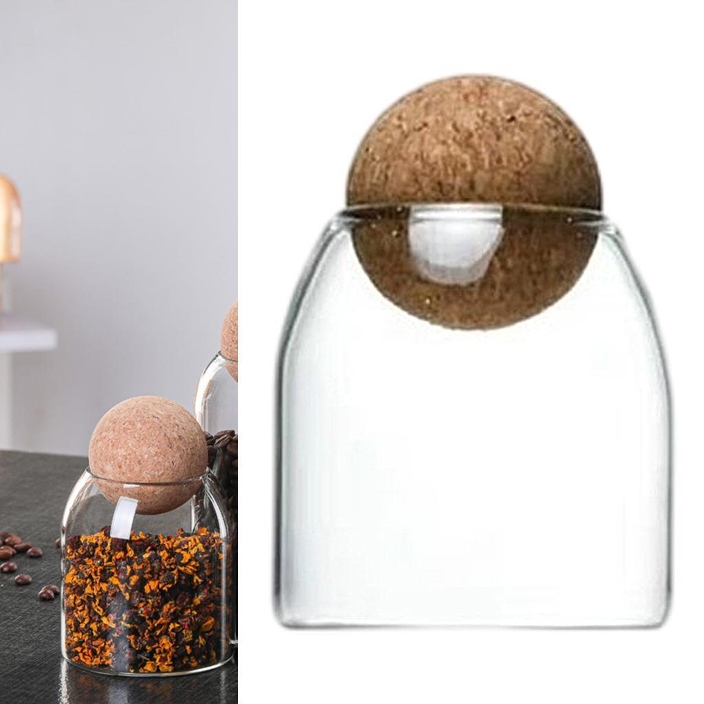 Clear Cork Glass Bottle Storage Sealed Jar Candy Coffee Bean Jar 