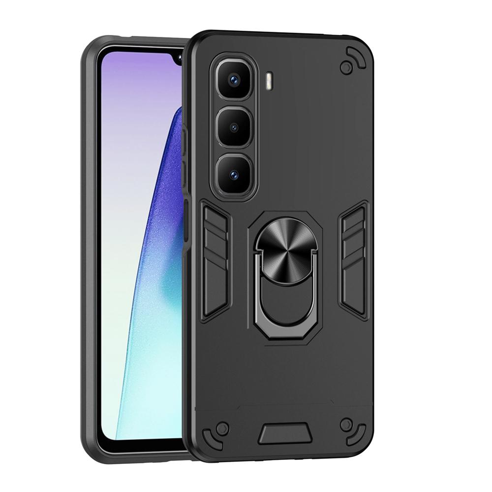 KEYSION Shockproof Armor Case for Infinix Hot 60 Pro+ Silicone+PC Metal Ring Stand Phone Cover for for Infinix Hot 60i 4G 60 5G