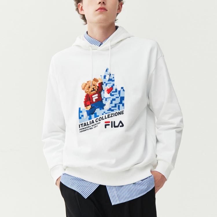 Fila Loose-Fit Sports Pullover Hoodie Men Hoodies White F11M118259F-WT