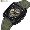 Curren 8461 Men's Multi-function Calendar Watch with Six Hands and Rubber Strap for Teens and Students.