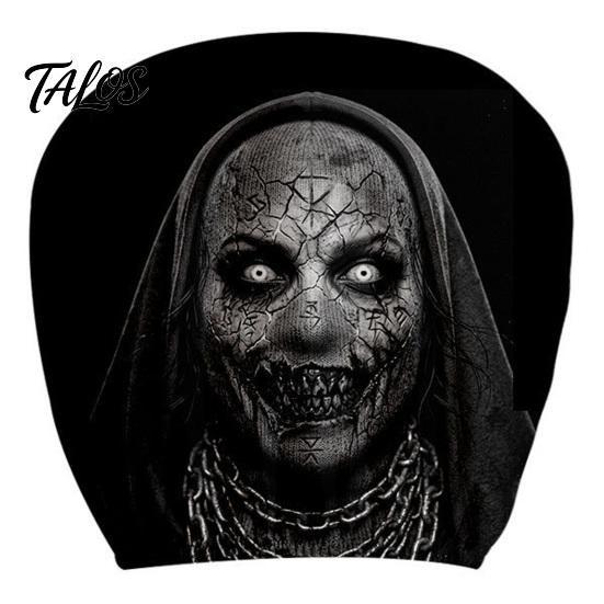 Novelty Horror Style Auto Decor Funny Car Headrest Covers, Ghost Skull Print Cartoon Seat Accessories Protector, Universal Breathable Interior