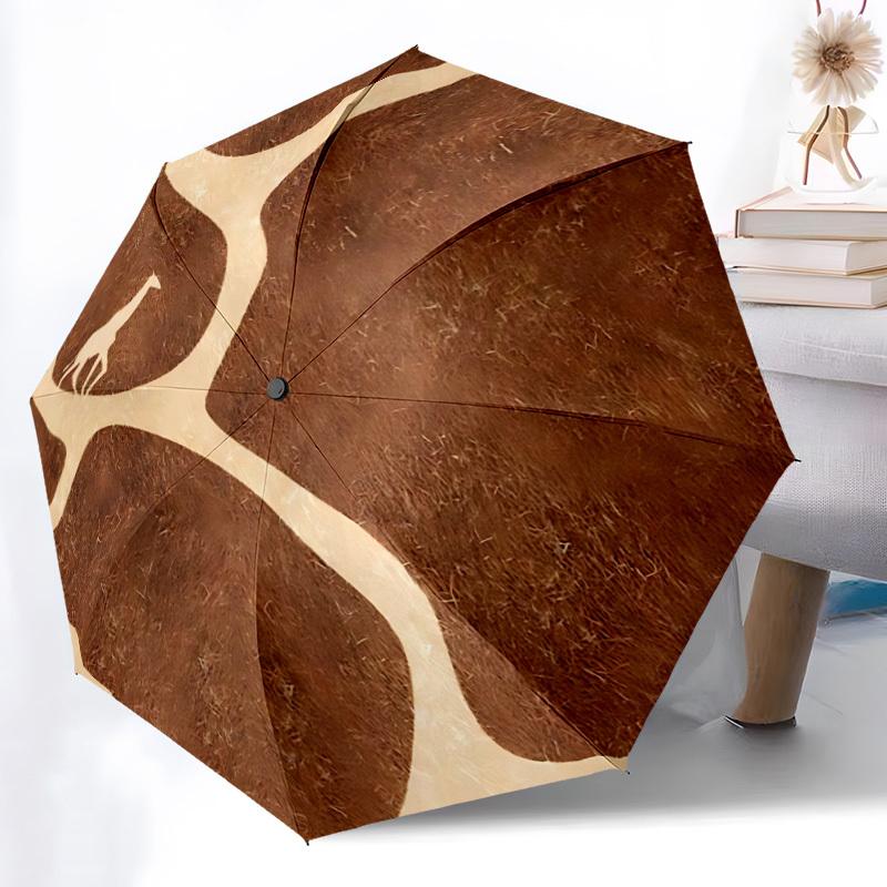 1pc Giraffe Savannah Automatic Open/Close Umbrella Compact Folding Umbrella, All-Season Portable Umbrella for Women/Men F1124167